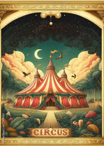 Neo Classic Circus poster.
A vintage circus poster of a big top circus in the nature