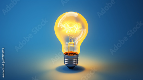 Light electric bulb ideas theme on blue background 