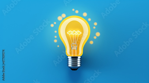 illustrated of Clarifying ideas with yellow bulb on blue background, light bulb concept