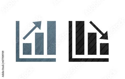 Chart icon symbol gray and black with texture