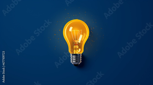 illustrated of Light bulb with idea clarifying ideas with yellow electric bulb on blue background