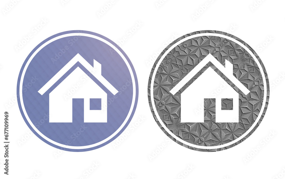 Home icon symbol blue and gray with texture Home icon symbol blue and gray with texture