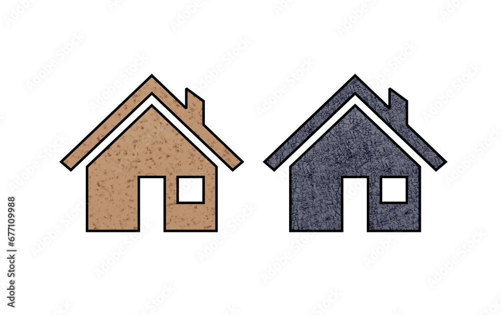 Home icon symbol brown and gray with texture Home icon symbol brown and gray with texture