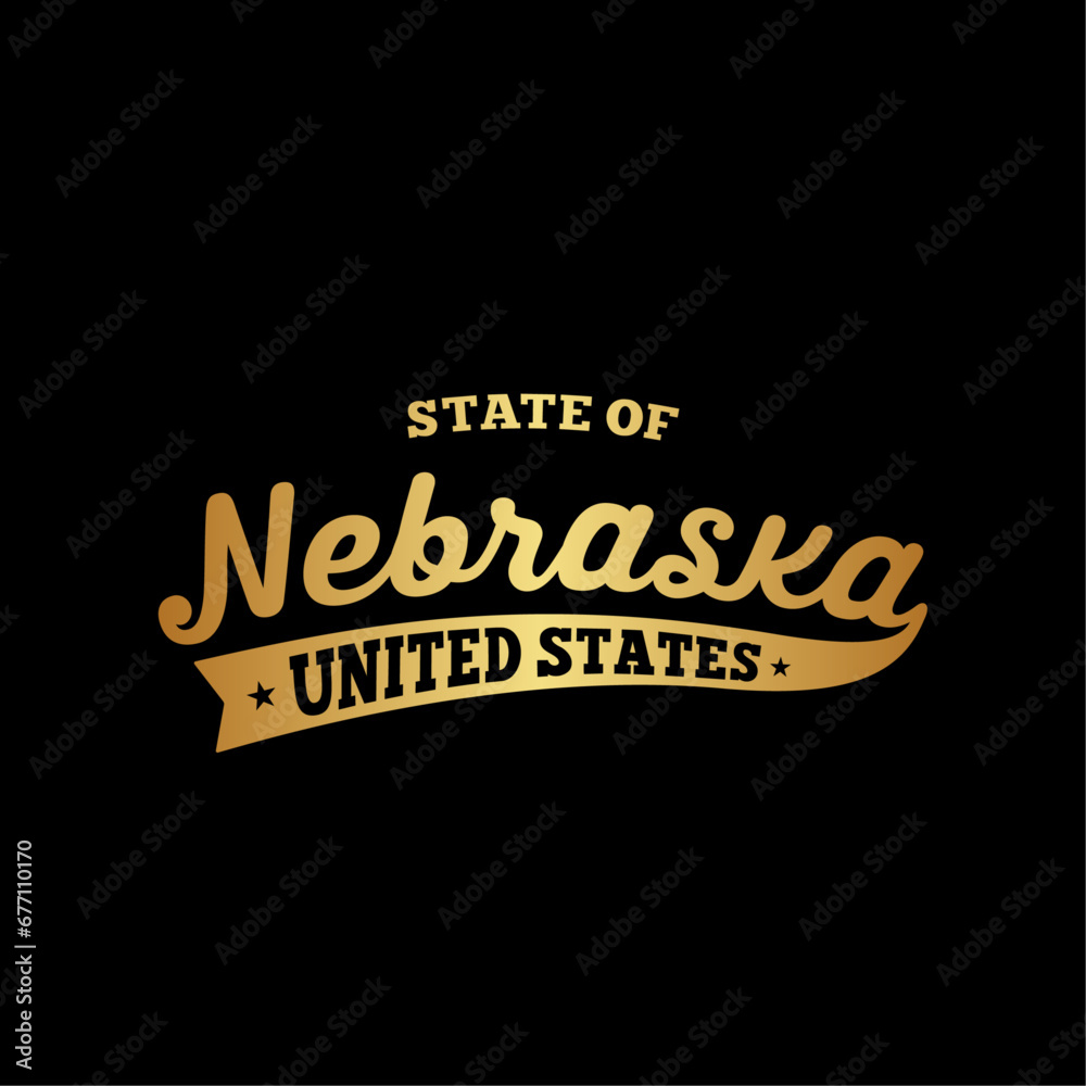 State of Nebraska lettering design. Nebraska, United States, typography design. Nebraska, text design. Vector and illustration.

