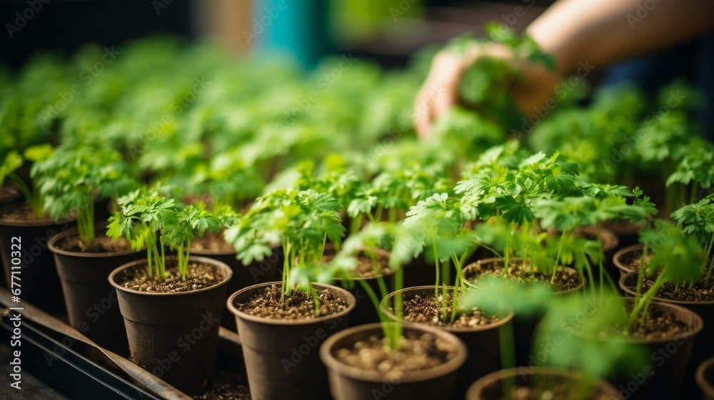 seedlings in a greenhouse