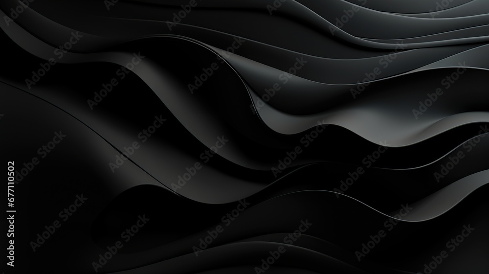 Beautiful dark black fabric wave background concept ai generated image