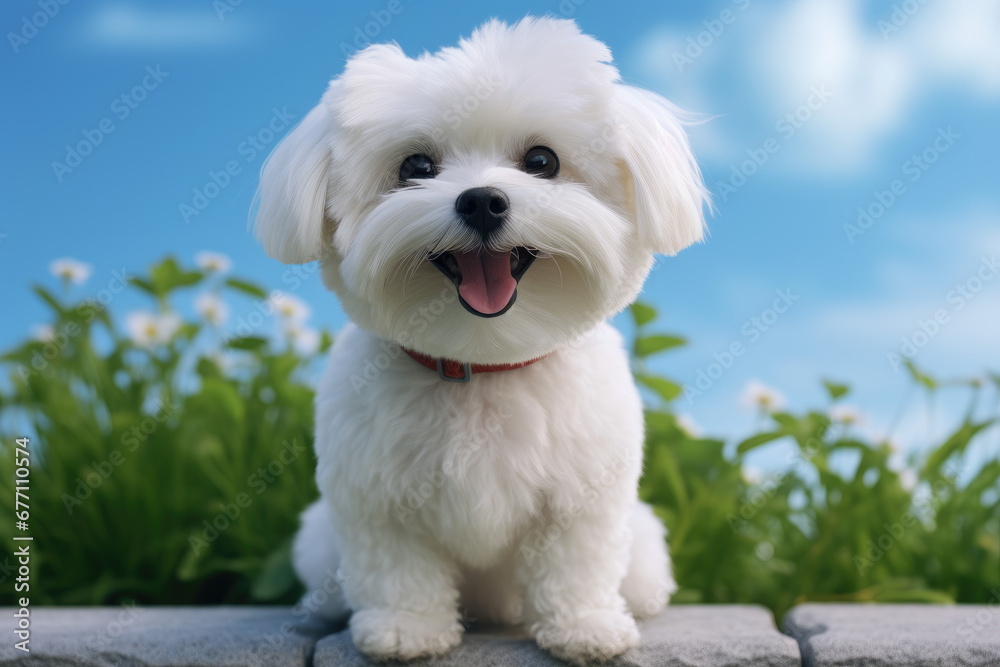 white dog on grass