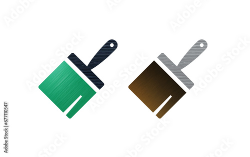 Pain brush icon symbol green and brown with texture