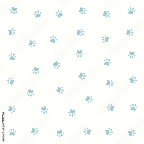 cute kitten paw prints vector seamless pattern