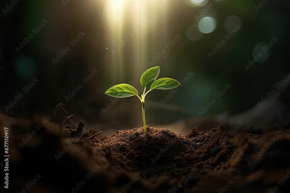 Emerging life. Beauty of young greenery in spring. Nurturing nature. Fresh start with seedlings and sunshine. Miracle of growth. Small sapling on sunlit day. Green tree Emerging life. Beauty of young greenery in spring. Nurturing nature. Fresh start with seedlings and sunshine. Miracle of growth. Small sapling on sunlit day. Green tree
