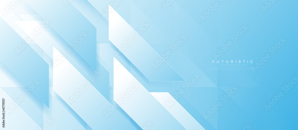 Abstract modern minimal Soft blue geometric background. Simple white diagonal geometric shape banner