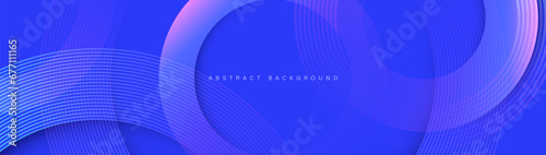 Blue abstract banner with circular geometric shapes background. Modern futuristic hi-technology concept. Vector illustration