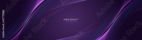 Purple abstract dynamic line wavy glowing background. Futuristic hi-technology concept. Trendy minimal banner. Vector illustration