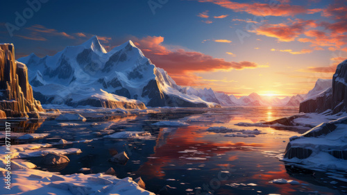 Magnificent sunrise over majestic arctic landscape © senadesign