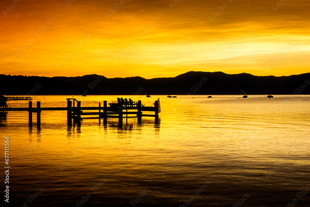 Sunrise over Lake Tahoe on a sunny summer day Sunrise over Lake Tahoe on a sunny summer day