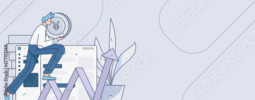 Internet financial management investment flat vector concept operation hand drawn illustration
