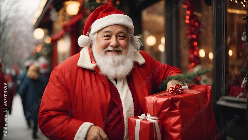 old man in red with a gift old man in red with a gift