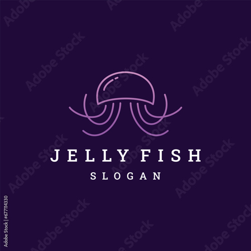 Vector logo abstract image of a jellyfish in a linear style.