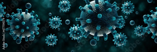 Close up of covid 19 flu virus cell on influenza outbreak background with medical concept photo