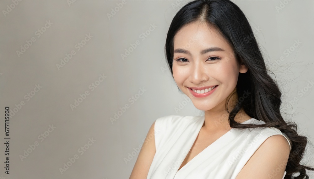 asian young female model smiling to the camera plain background portrait healthy dental commercial asian young female model smiling to the camera plain background portrait healthy dental commercial