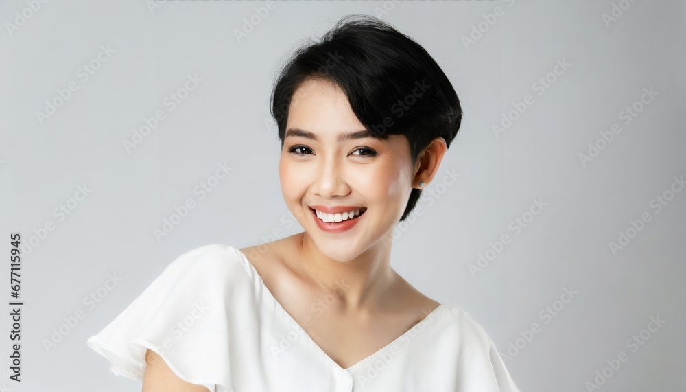 asian young female model smiling to the camera plain background portrait healthy dental commercial asian young female model smiling to the camera plain background portrait healthy dental commercial