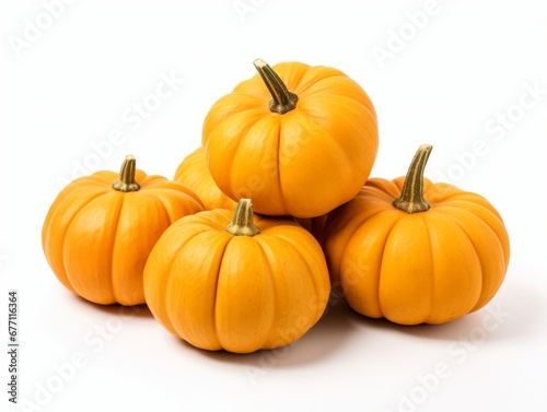 A bunch of pumpkins isolated on a white background