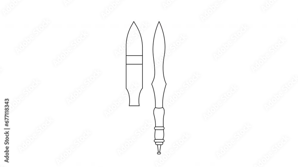 Animation of a dohong sketch, a typical Indonesian Kalimantan weapon Animation of a dohong sketch, a typical Indonesian Kalimantan weapon