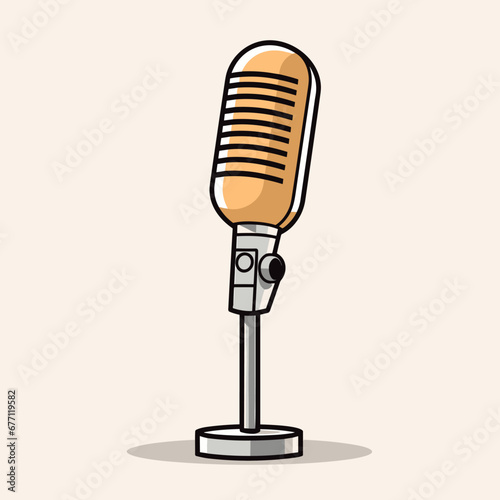 Microphone hand-drawn comic illustration. Microphone. Vector doodle style cartoon illustration