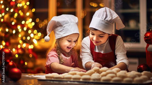 Sweet Moments: Young Chefs Mixing Up Cookie Magic In a cozy kitchen, two young chefs are hard at work, blending ingredients and crafting delightful cookies.