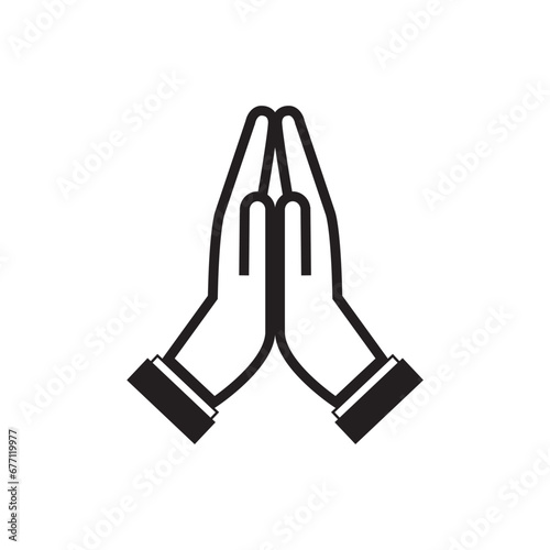 Prayer Icon Images. Free hands and gestures vector drawing on white background. Prayer icon simple style