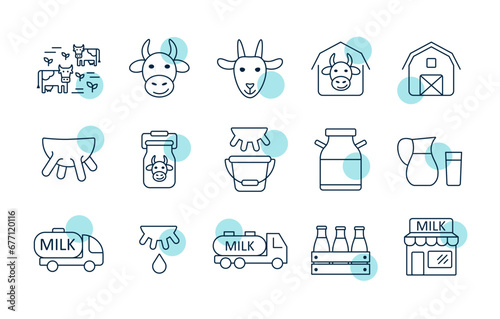 Milk vector icons set. Dairy products sign