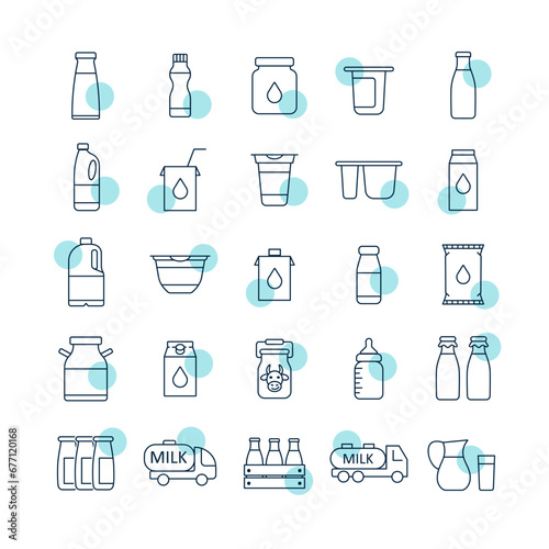 Milk cans and bottles vector icon
