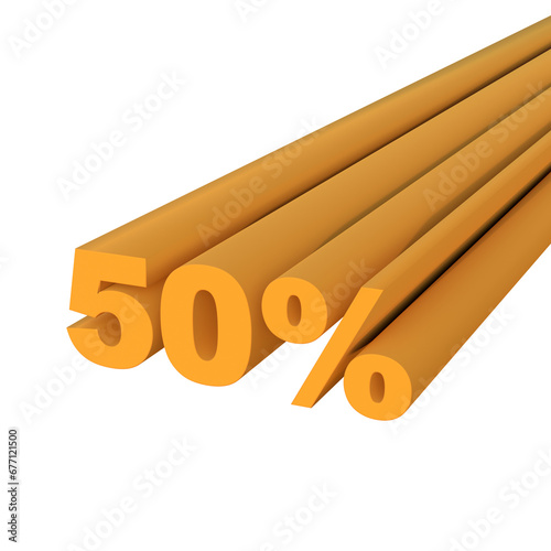 Isolated yello numbers 30 percent  on a transparent background