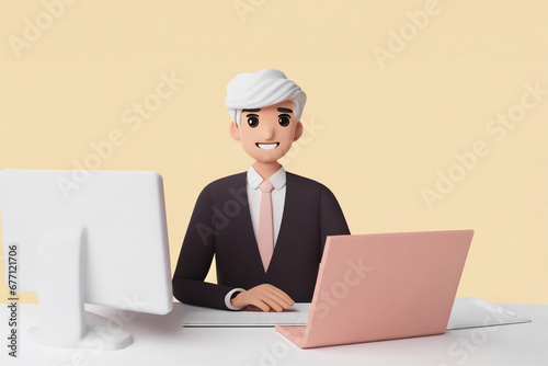 パソコンに向かうシニア