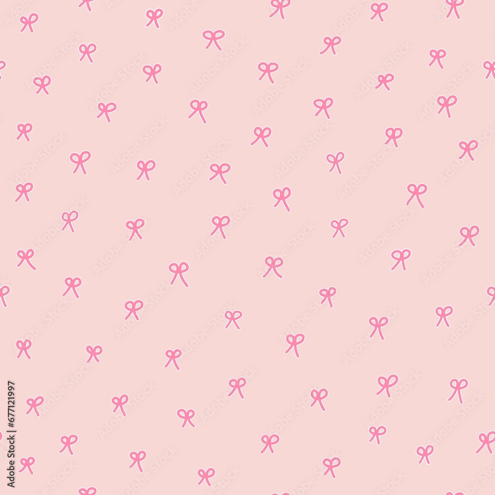 seamless pattern of minimal style pink ribbon on a pink background seamless pattern of minimal style pink ribbon on a pink background