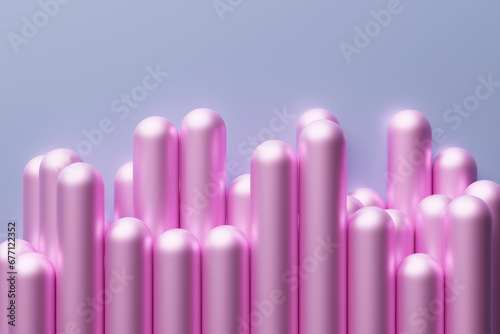3d illustration of a  abstract background  many  pink cylinders. Geometric structure. 3D visualization. Minimalism geometry background