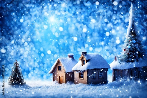 Art Christmas holidays  Blu snowy background © Eun Woo Ai