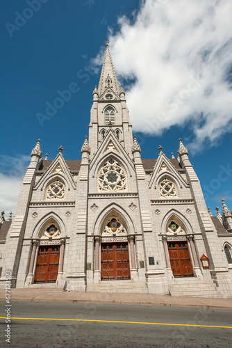 Saint Mary's Cathedral Basilica built in XIX century from the local granite, downtown core of Halifax, Nova Scotia, Canada