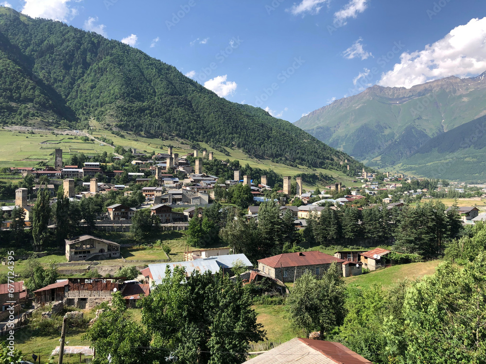 Mestia town in Georgia caucasus 