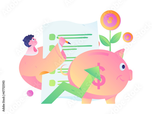 Internet financial management investment flat vector concept operation hand drawn illustration
