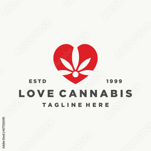 Fototapeta Naklejka Na Ścianę i Meble -  Love cannabis logo template vector illustration design