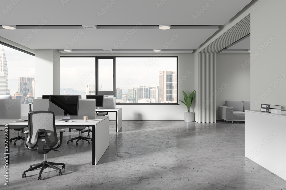Fototapeta premium White open space office interior
