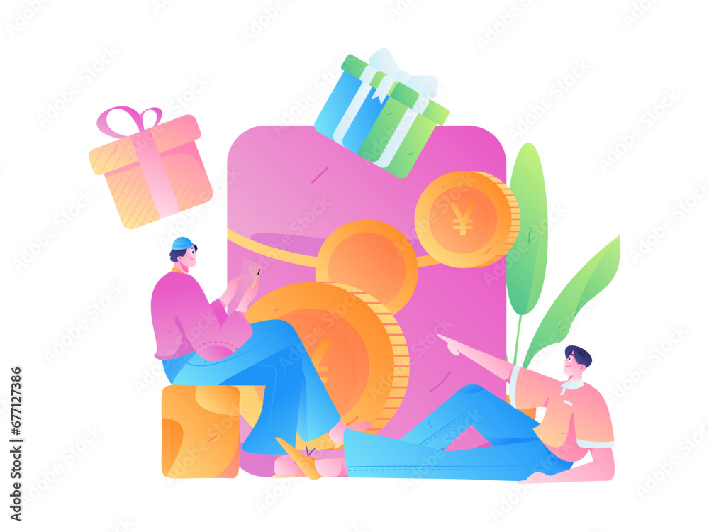 Internet financial management investment flat vector concept operation hand drawn illustration

