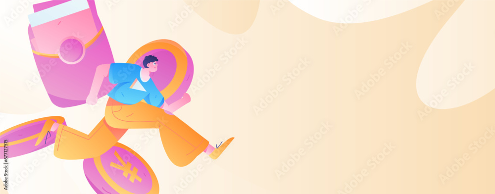 Naklejka premium Internet financial management investment flat vector concept operation hand drawn illustration 