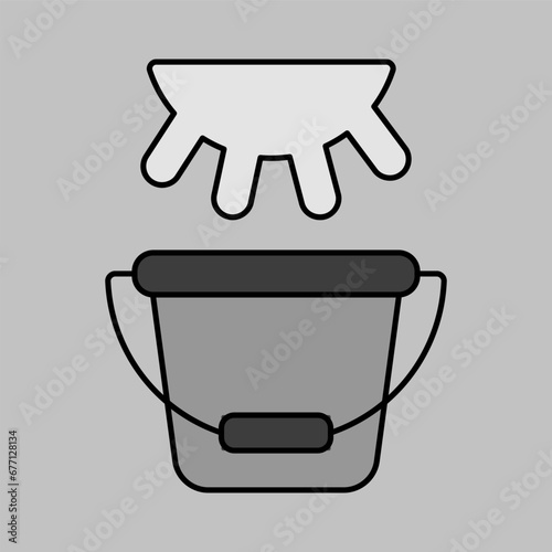 Cow udder and buckets. Fresh milk vector icon