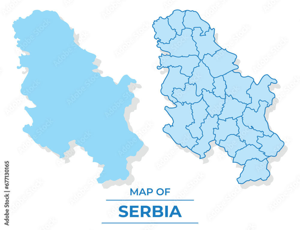 Obraz premium Vector Serbia map set simple flat and outline style illustration