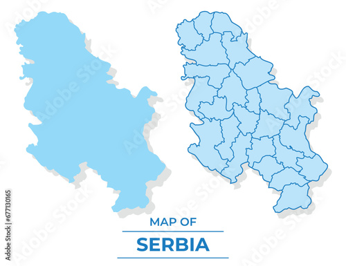 Vector Serbia map set simple flat and outline style illustration