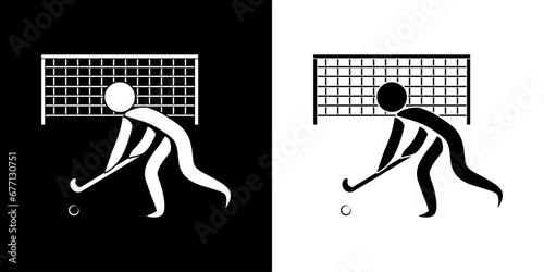 Pictogrammes représentant la compétition de hockey sur gazon, une des disciplines des sports avec une balle.