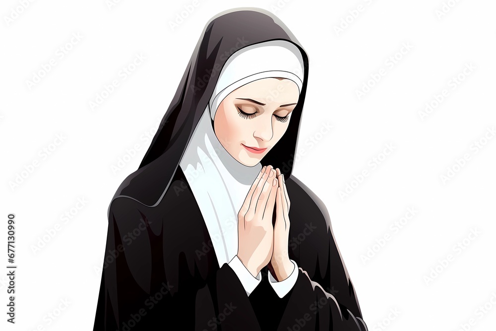 nuns, illustrations of monastic life in the church, religious painting