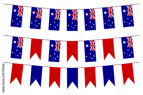 Australia flag bunting garlan confeti balloons background banner. Australia ceremony background.